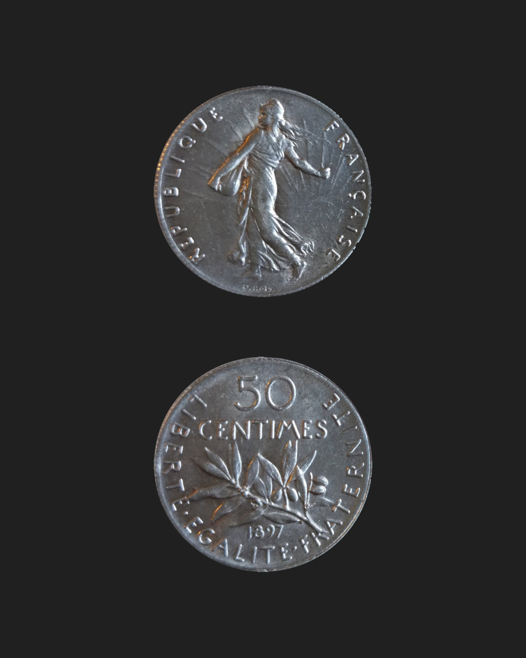 Bague en pièce de monnaie - 50 centimes Semeuse