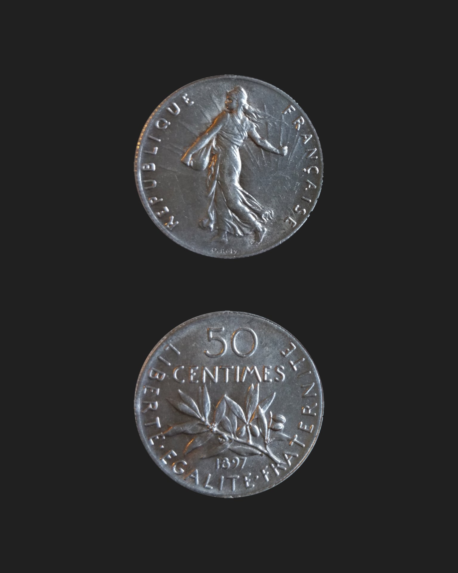 Bague en pièce de monnaie - 50 centimes Semeuse