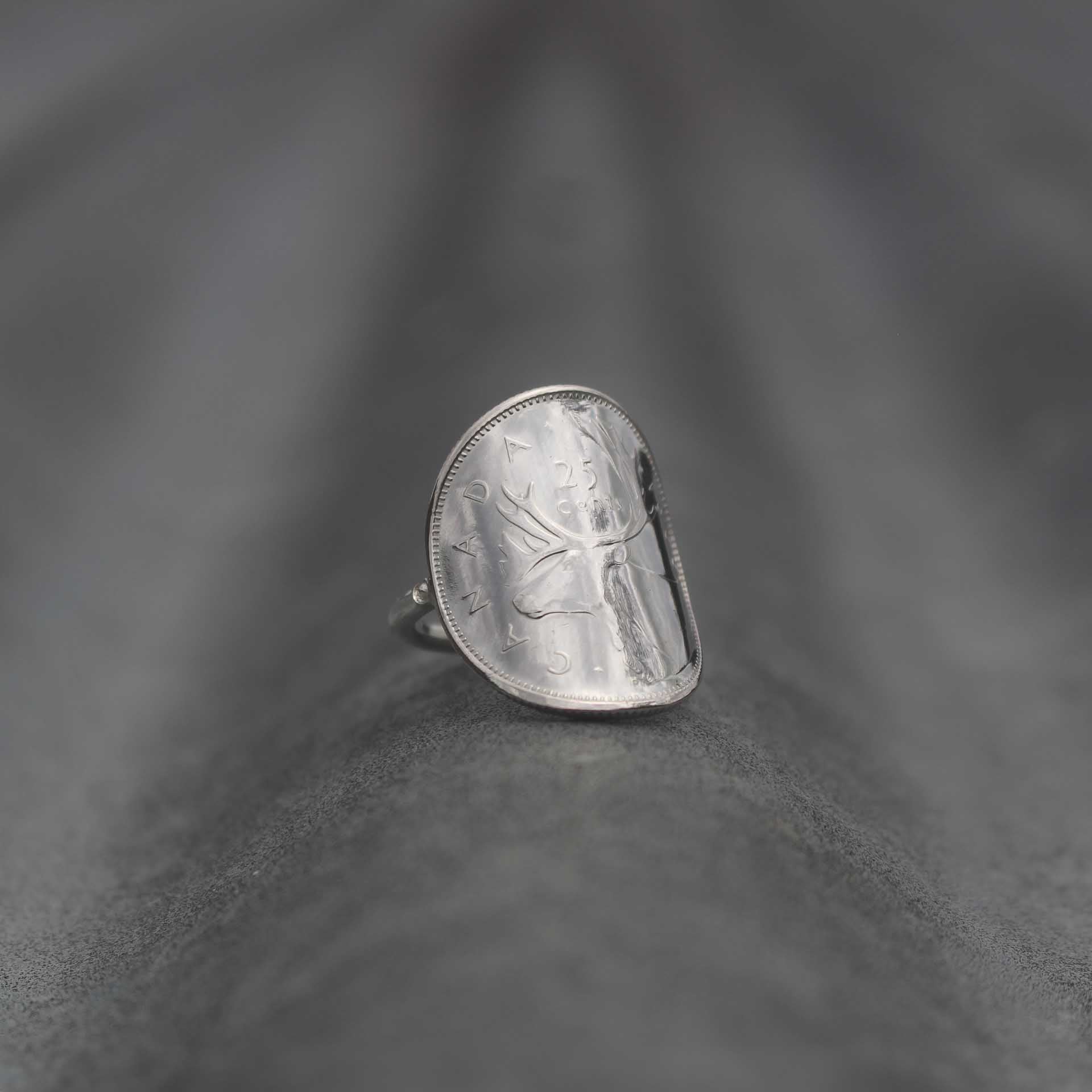 Bague pièce de monnaie en argent - CANADA