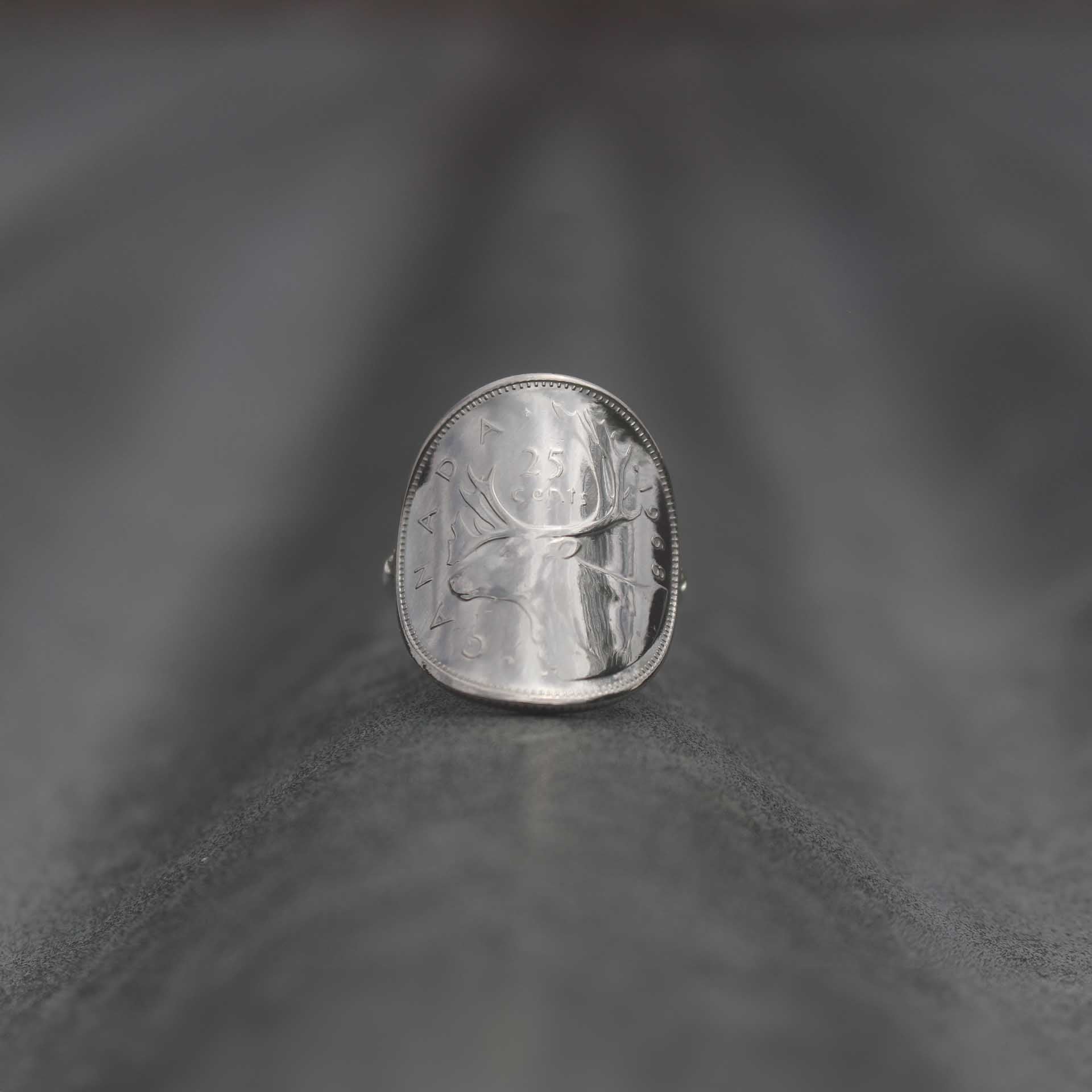 Bague pièce de monnaie en argent - CANADA