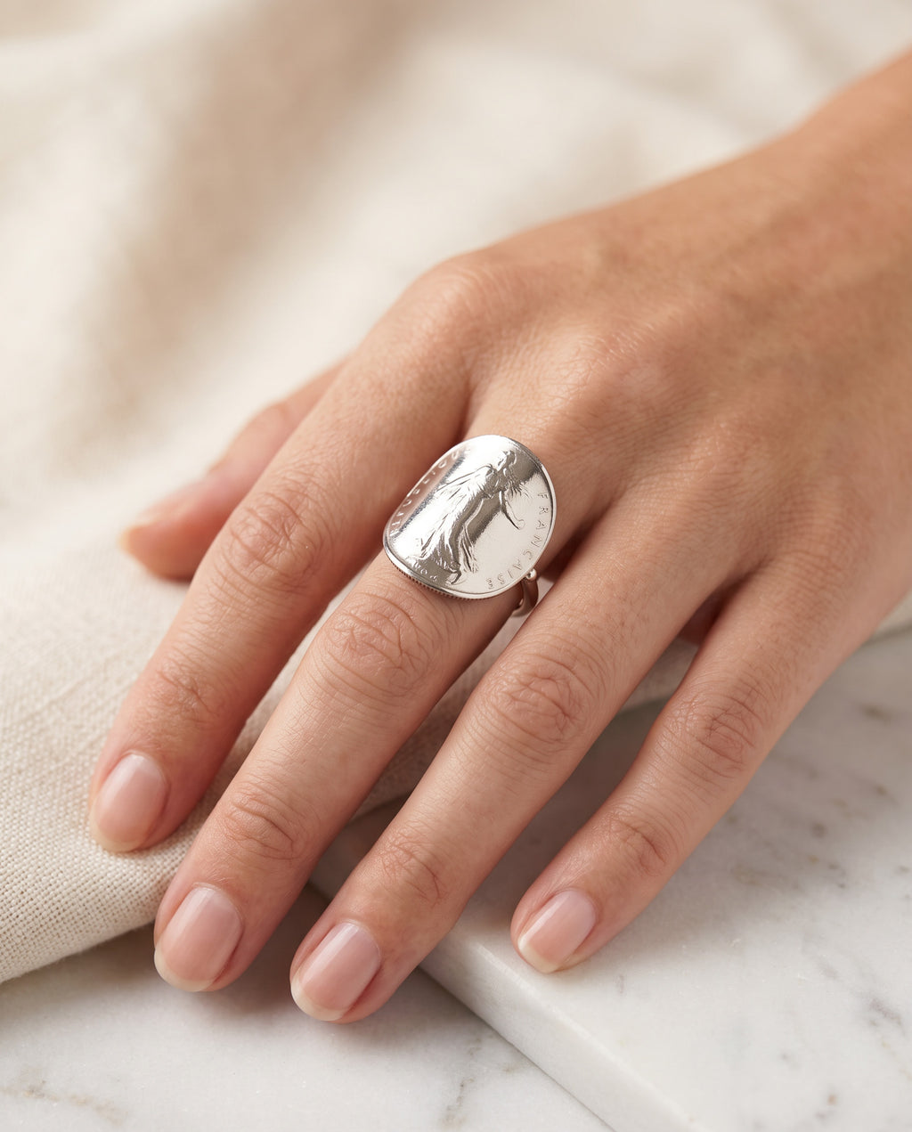 Bague 1 Franc Semeuse personnalisée (1960 à 2001) – Année au choix