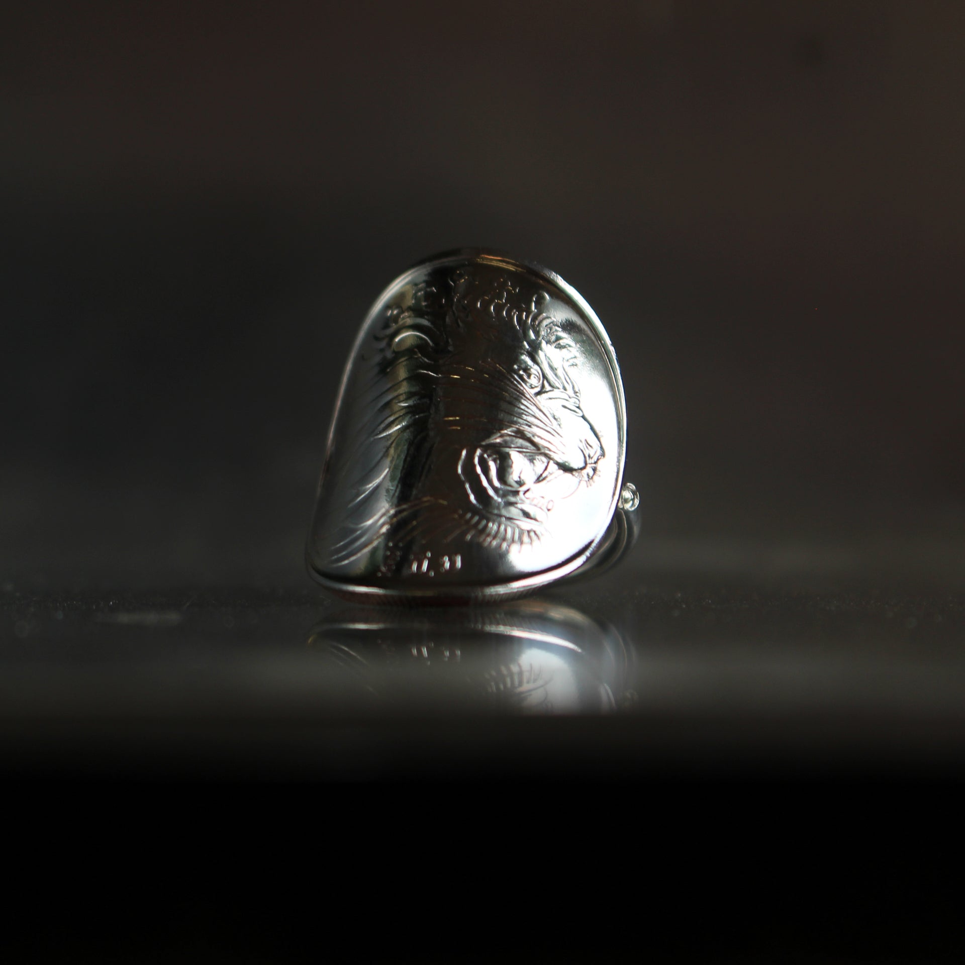 Bague Lion réalisée avec une pièce d' Ethiopie