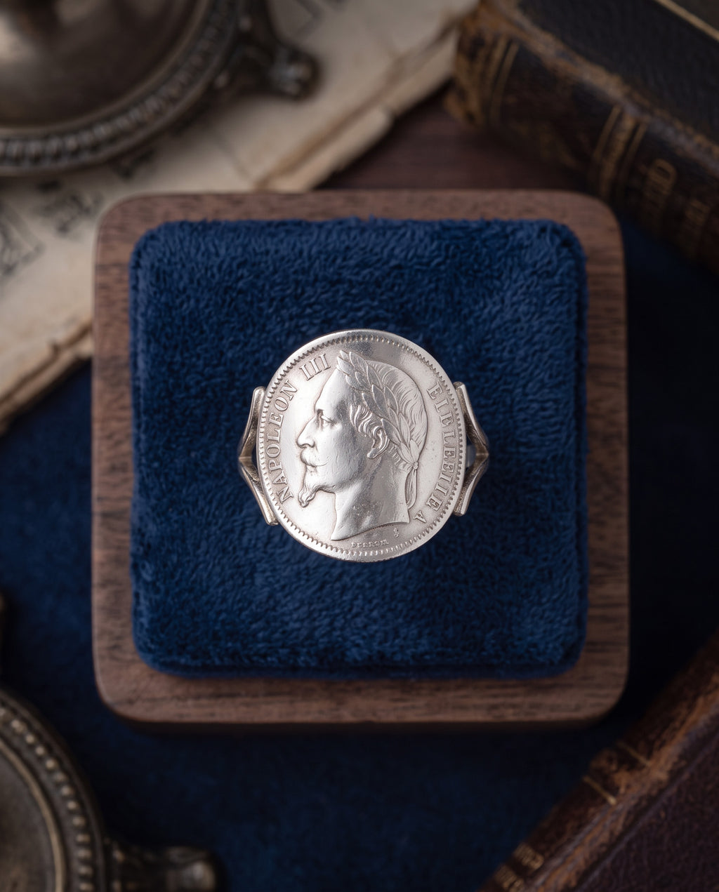 Bague Napoléon III en argent 925 – Véritable pièce de 1 Franc en argent