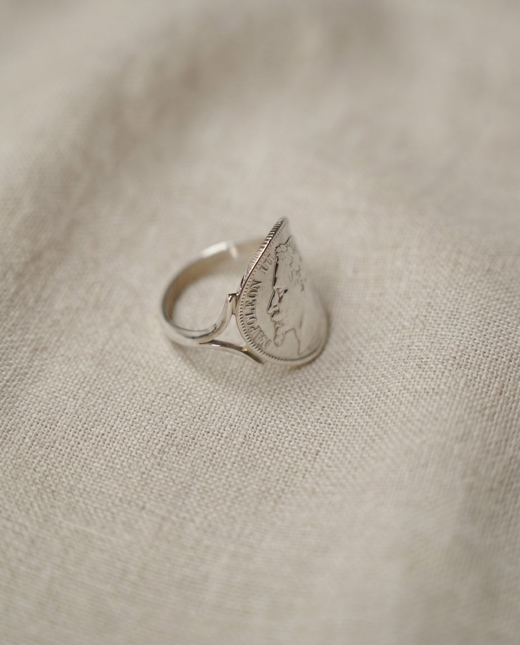 Bague Napoléon III en argent 925 – Véritable pièce de 1 Franc en argent