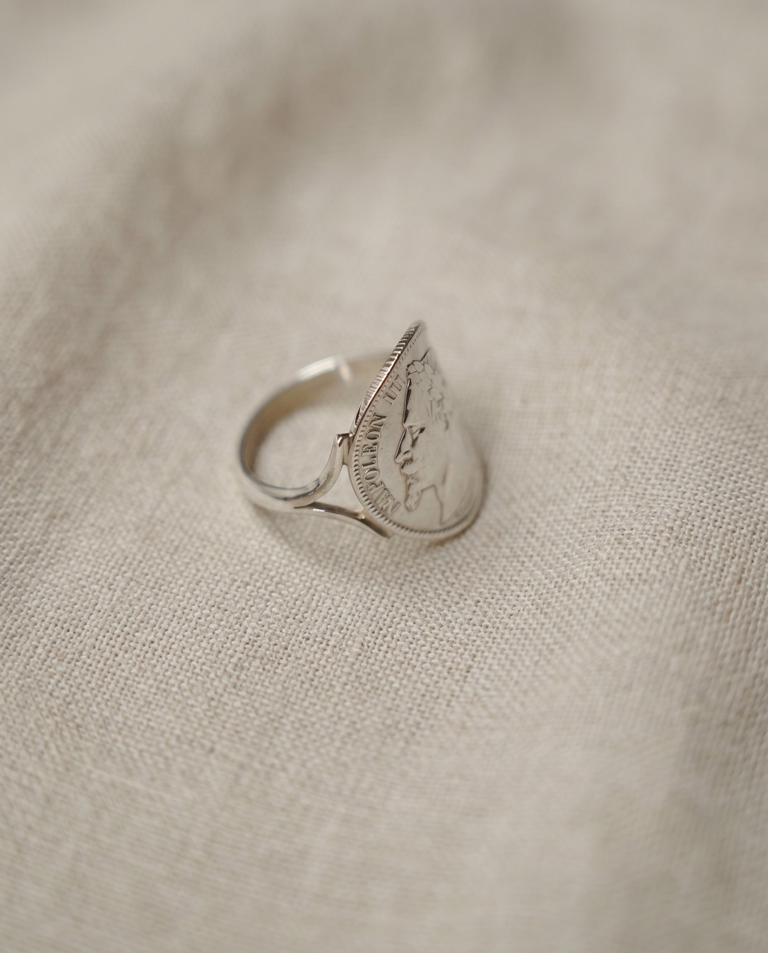Bague Napoléon III en argent 925 – Véritable pièce de 1 Franc en argent