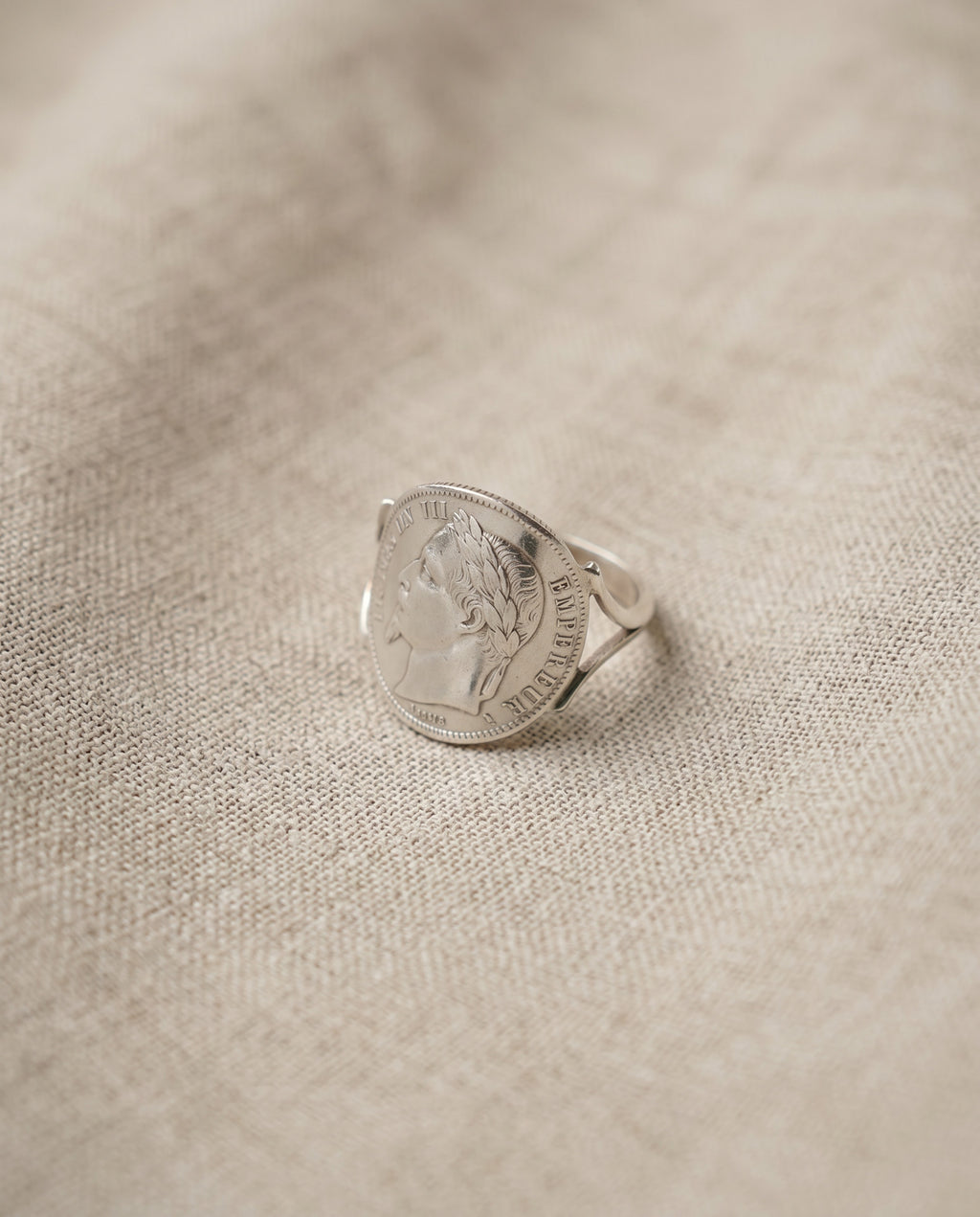 Bague Napoléon III en argent 925 – Véritable pièce de 1 Franc en argent