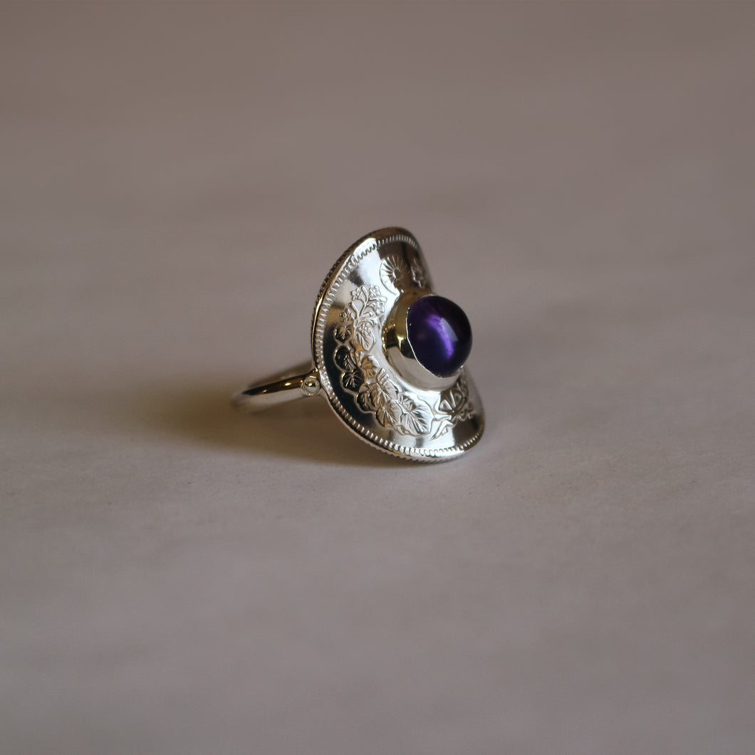 Bague en argent - 20 sen Japon - amethyste