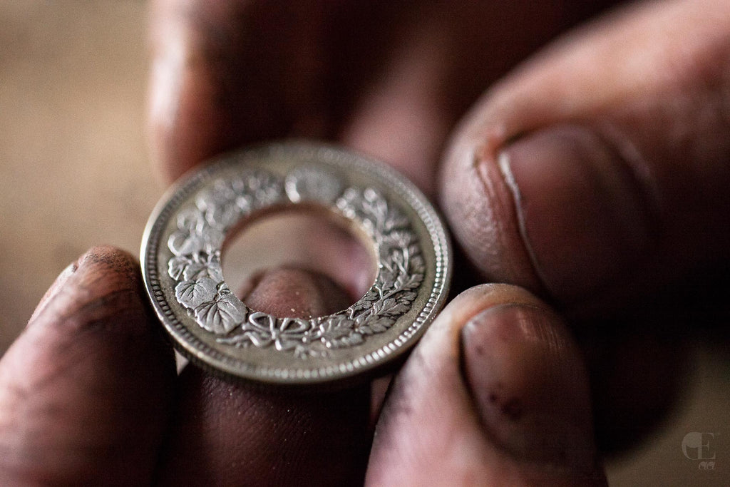 Bague anneau pièce de monnaie 50 Sen JAPON.