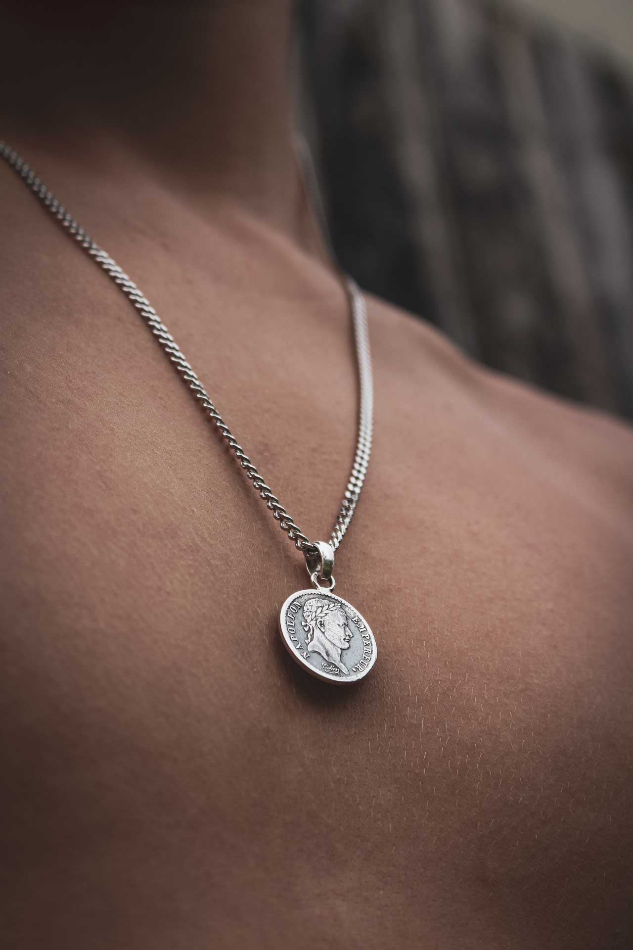 Pendentif Napoleon 1er - Demi Franc argent
