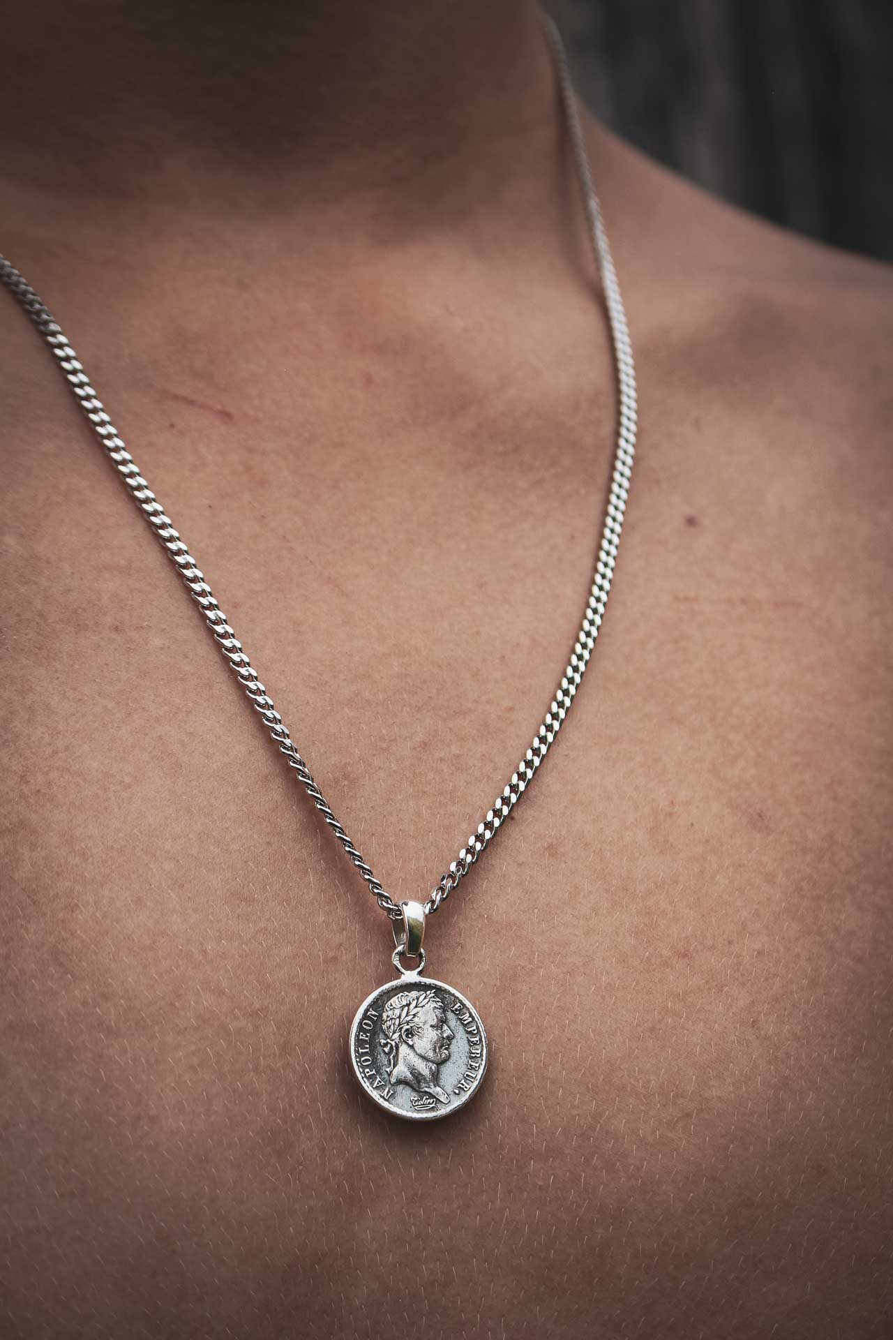 Pendentif Napoleon 1er - Demi Franc argent