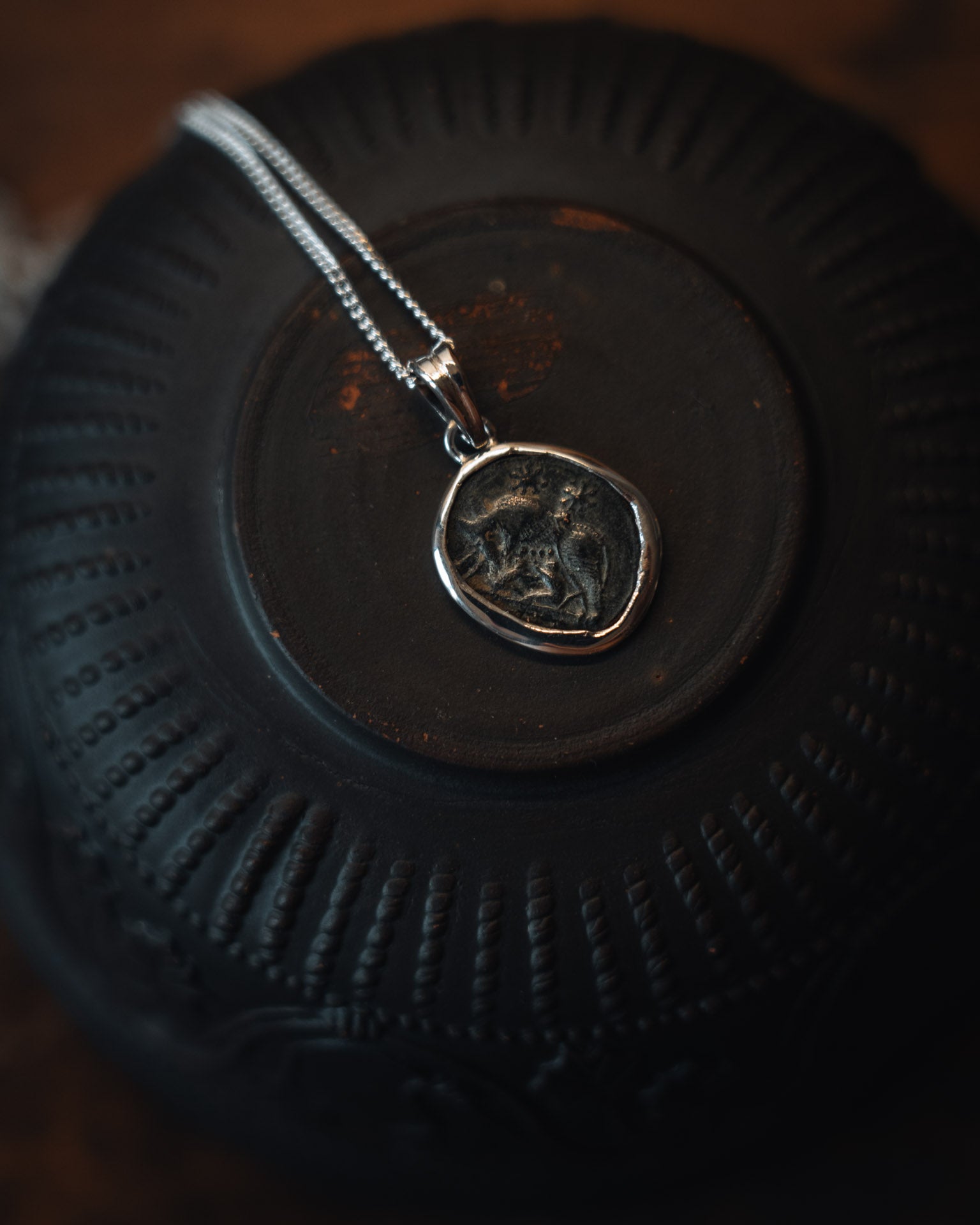 Pendentif en argent, Rémus, Romulus & la Louve