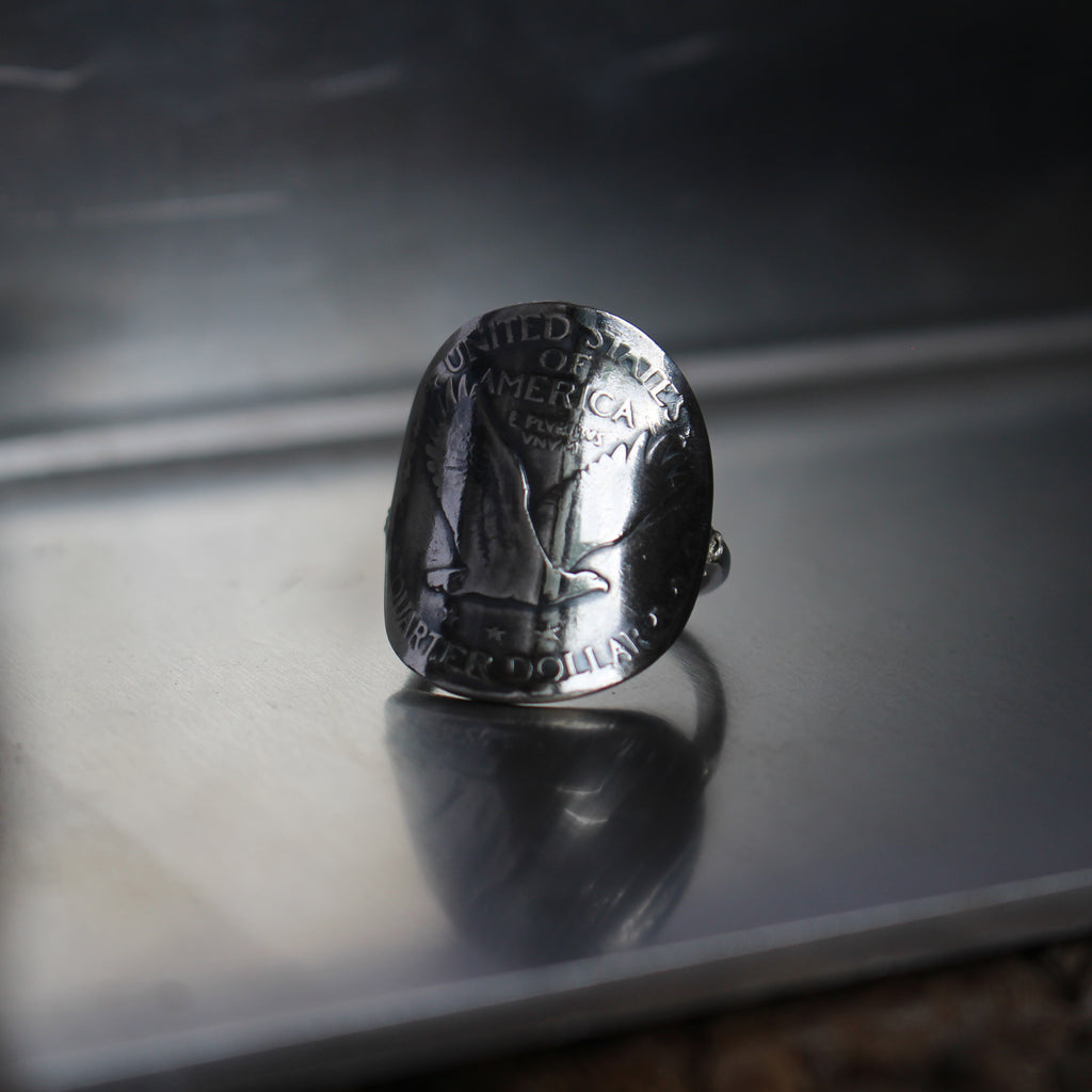 Bague pièce Dollar en argent - 25 cents "Standing Liberty Quarter" USA