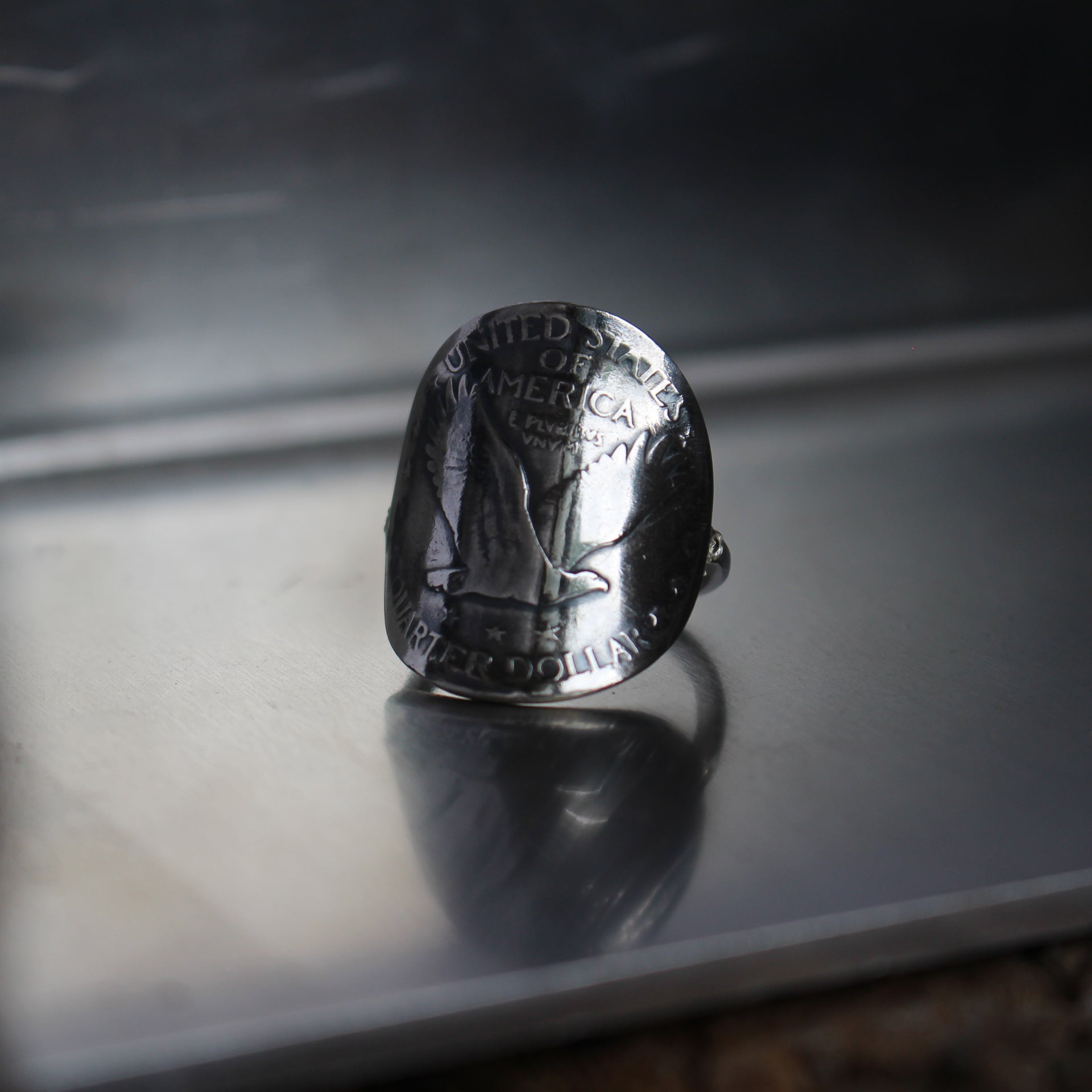 Bague pièce Dollar en argent - 25 cents "Standing Liberty Quarter" USA
