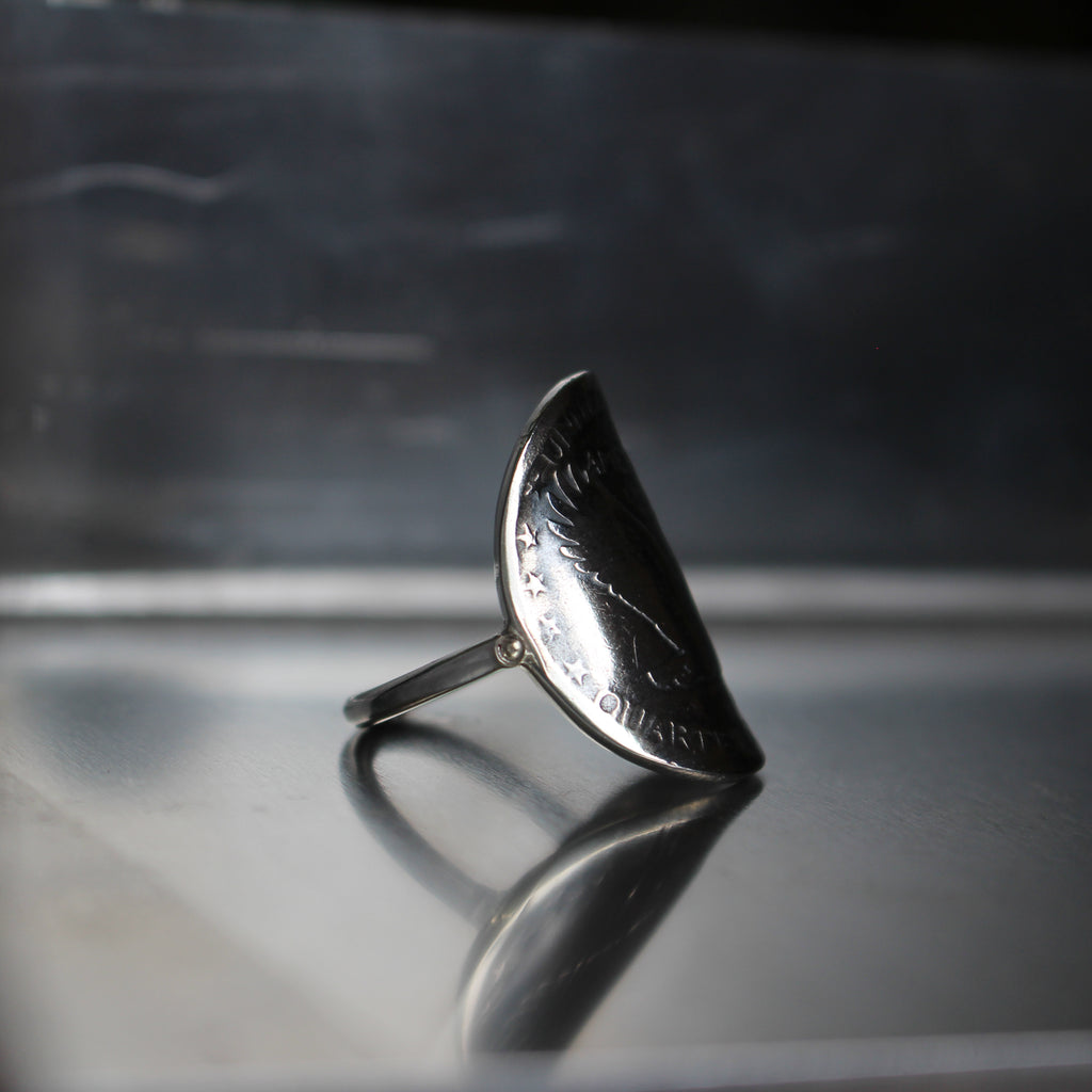 Bague pièce Dollar en argent - 25 cents "Standing Liberty Quarter" USA
