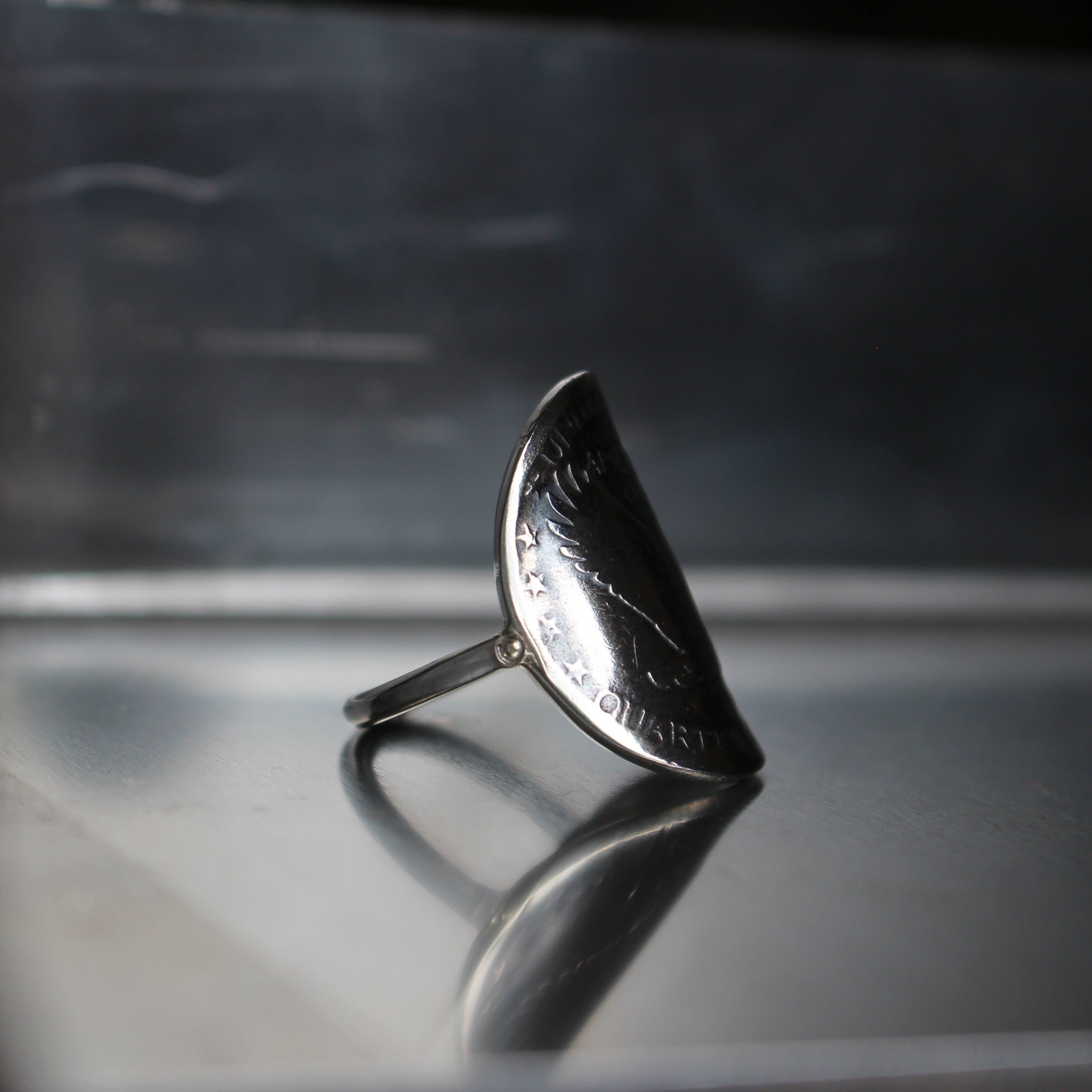 Bague pièce Dollar en argent - 25 cents "Standing Liberty Quarter" USA