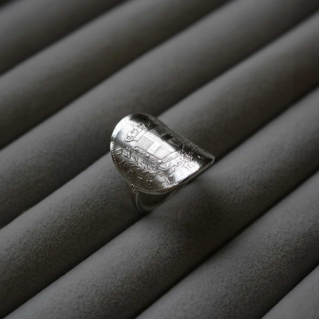 Bague en argent avec une pièce de monnaie Italienne - 1 Lire