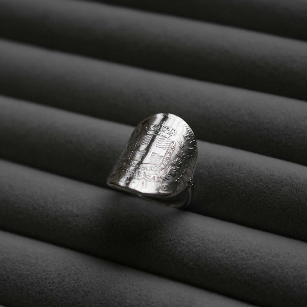 Bague en argent avec une pièce de monnaie Italienne - 1 Lire