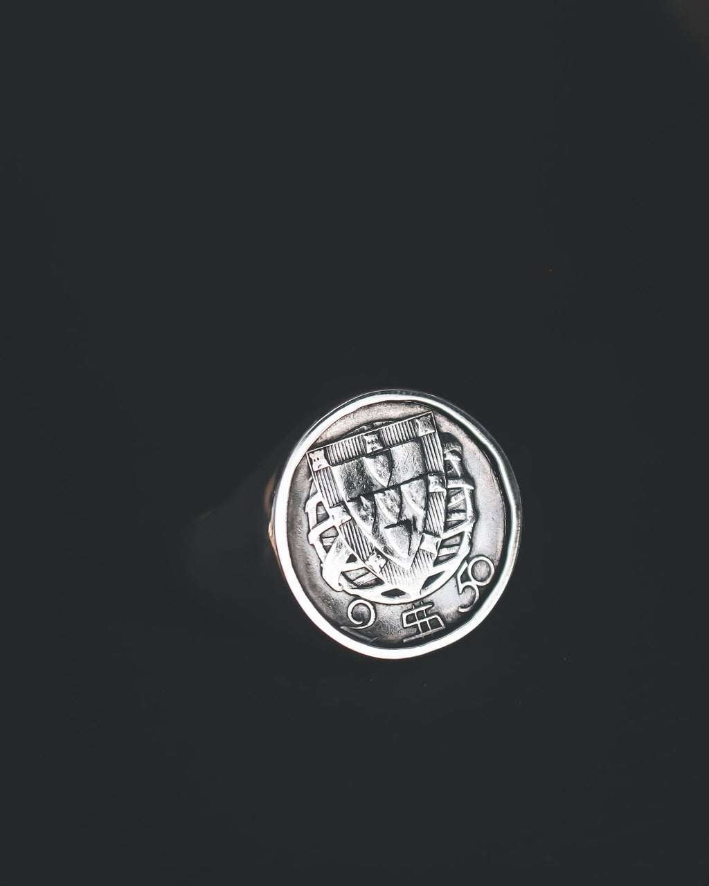Chevalière Portugal en Argent avec le blason Portugais