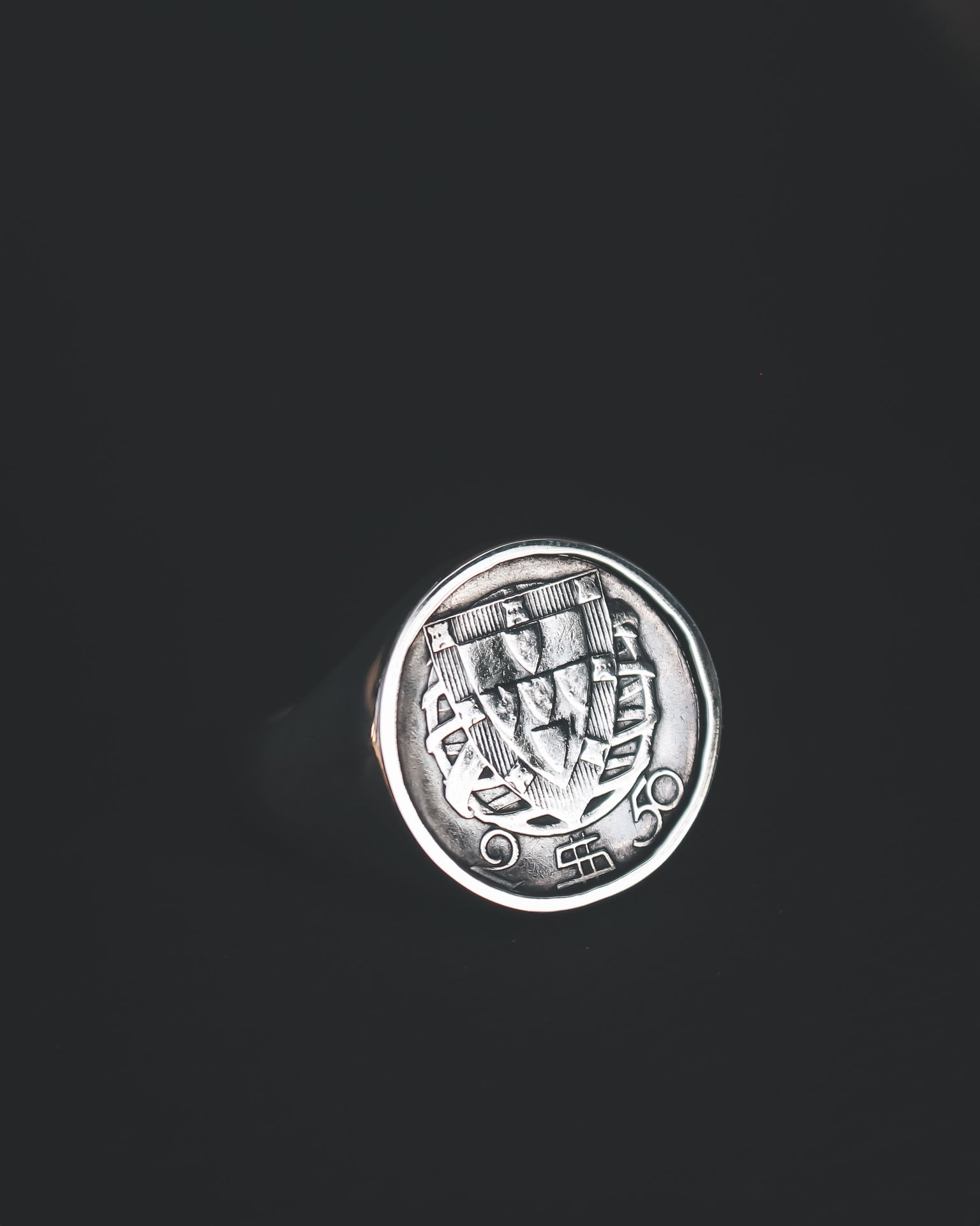 Chevalière Portugal en Argent avec le blason Portugais