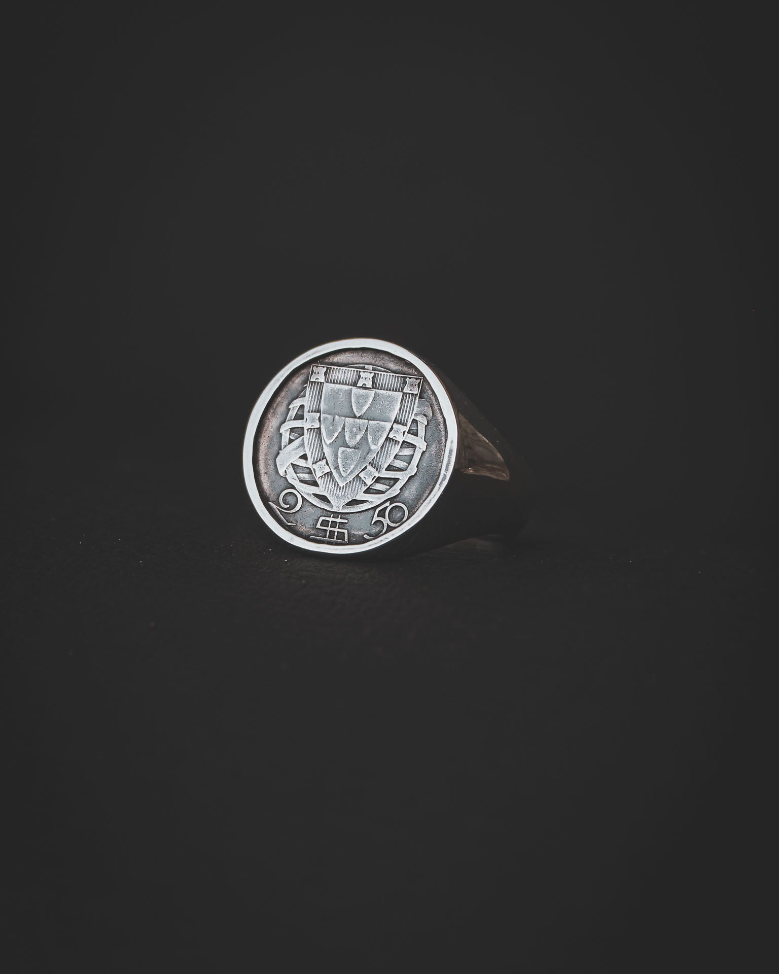 Chevalière Portugal en Argent avec le blason Portugais