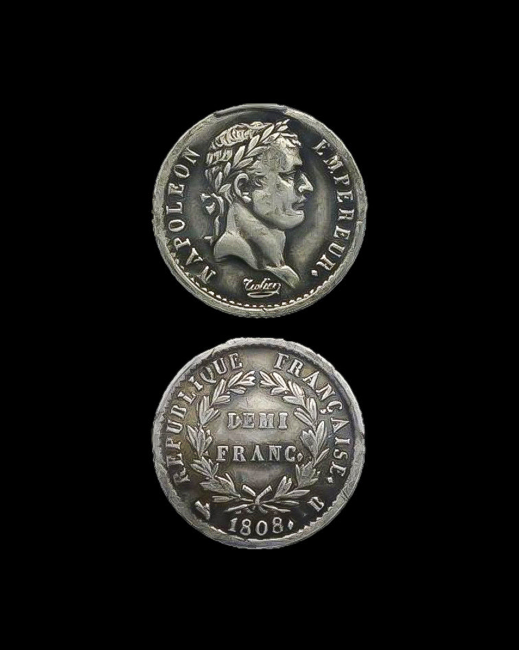 Pendentif Napoleon 1er - Demi Franc argent
