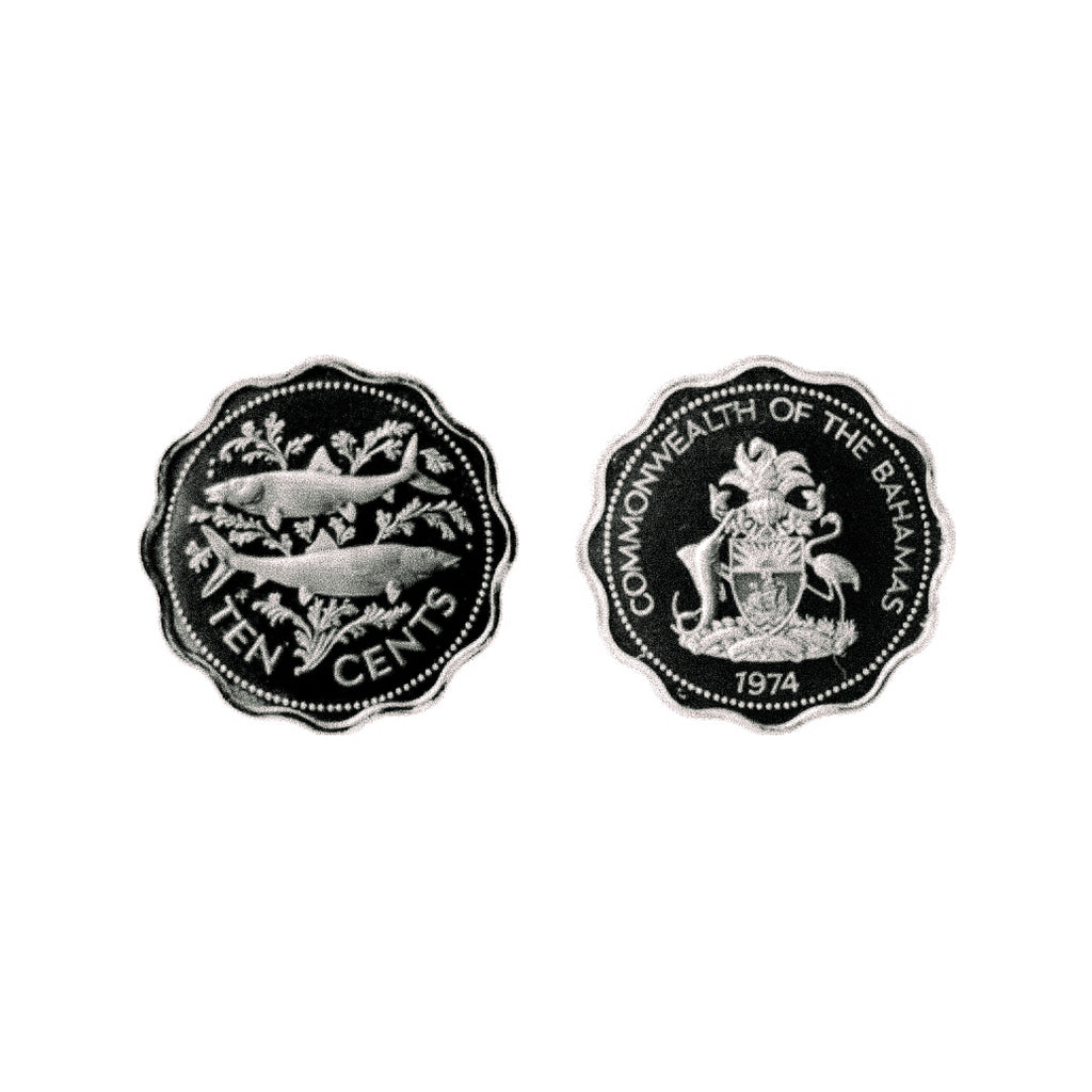 Bague cintrée réalisée avec une pièce de monnaie - 10 cents des Bahamas