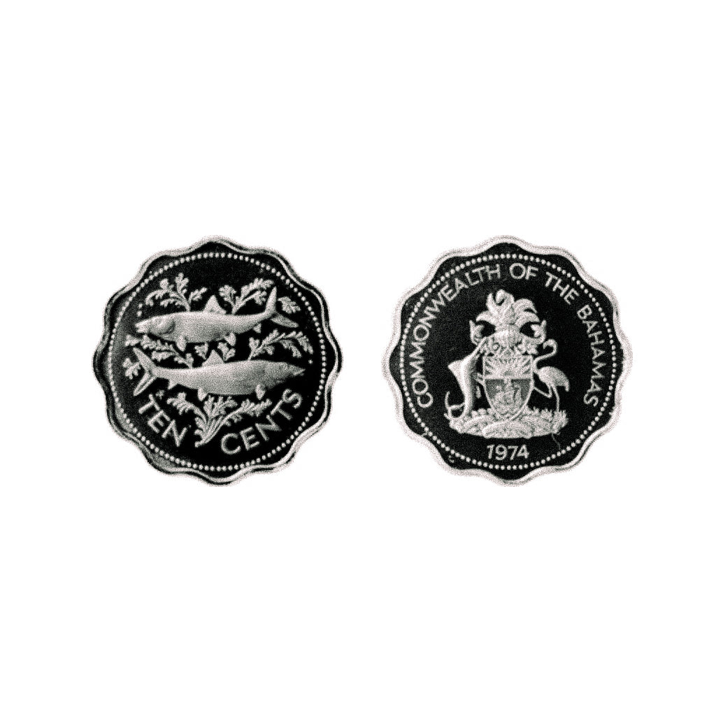 Bague cintrée réalisée avec une pièce de monnaie - 10 cents des Bahamas