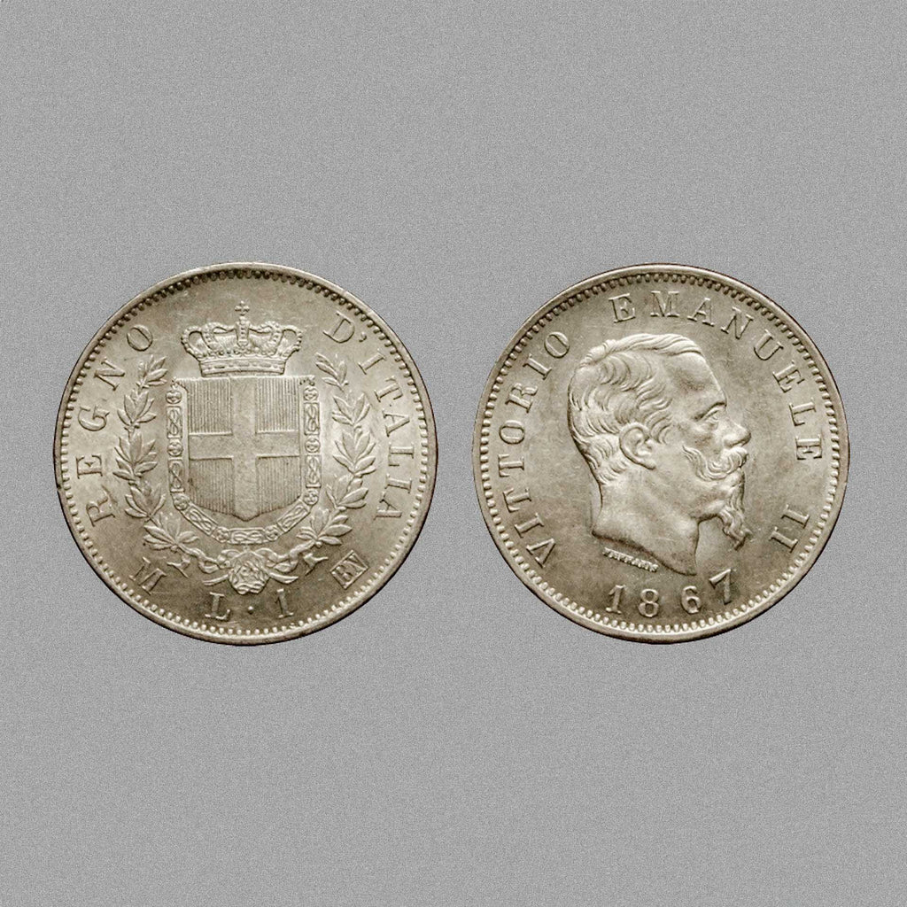 Bague en argent avec une pièce de monnaie Italienne - 1 Lire