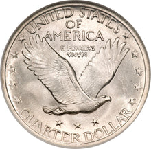 Charger l&#39;image dans la galerie, Bague pièce Dollar en argent - 25 cents &quot;Standing Liberty Quarter&quot; USA

