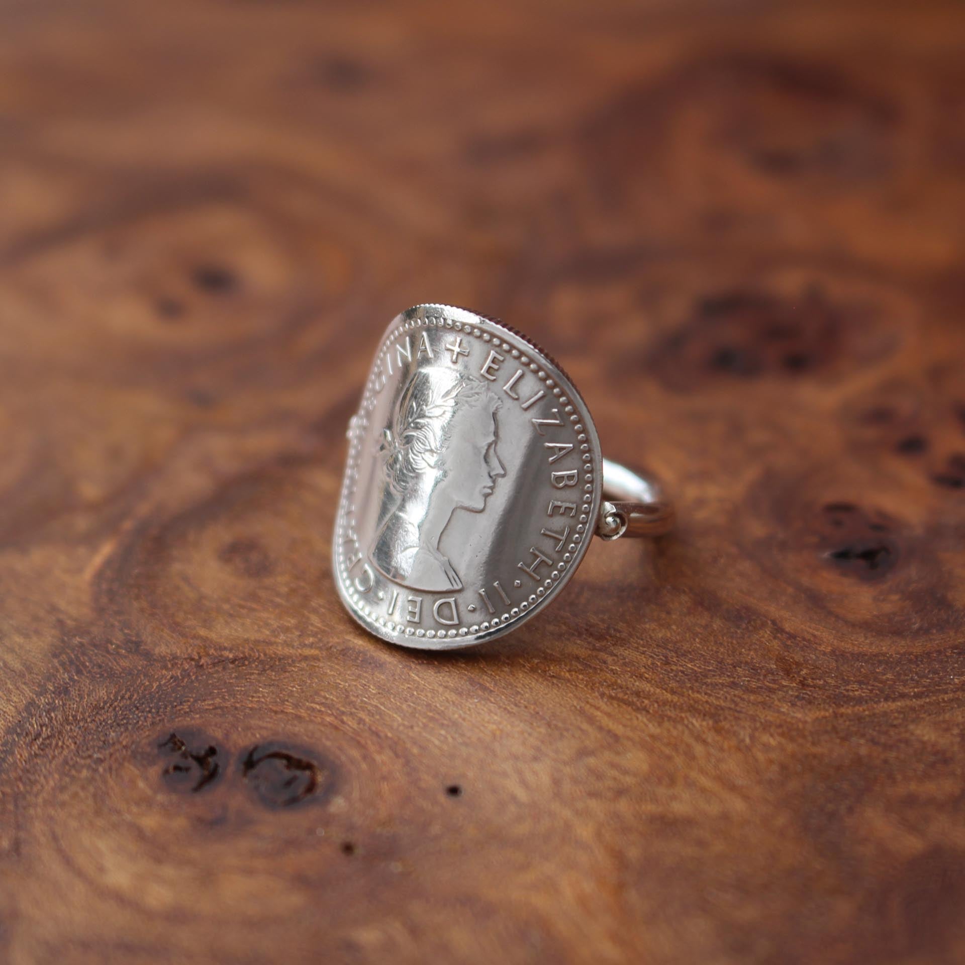 Bague cintrée - Elizabeth II 1re effigie  - 6 pence