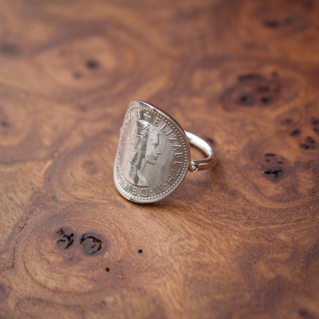 Bague cintrée - Elizabeth II 1re effigie  - 6 pence