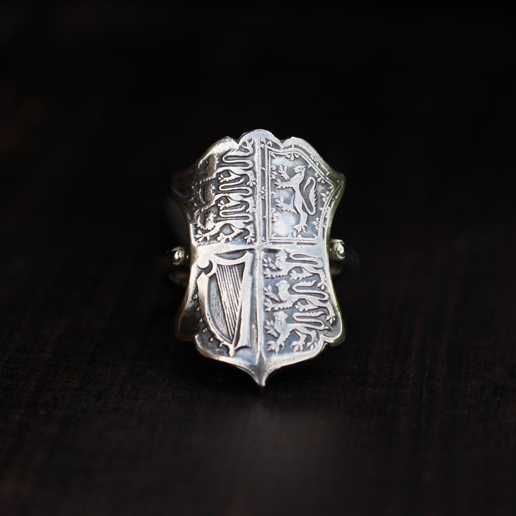 Bague cintrée en argent - Pièce de monnaie - Royaume-uni