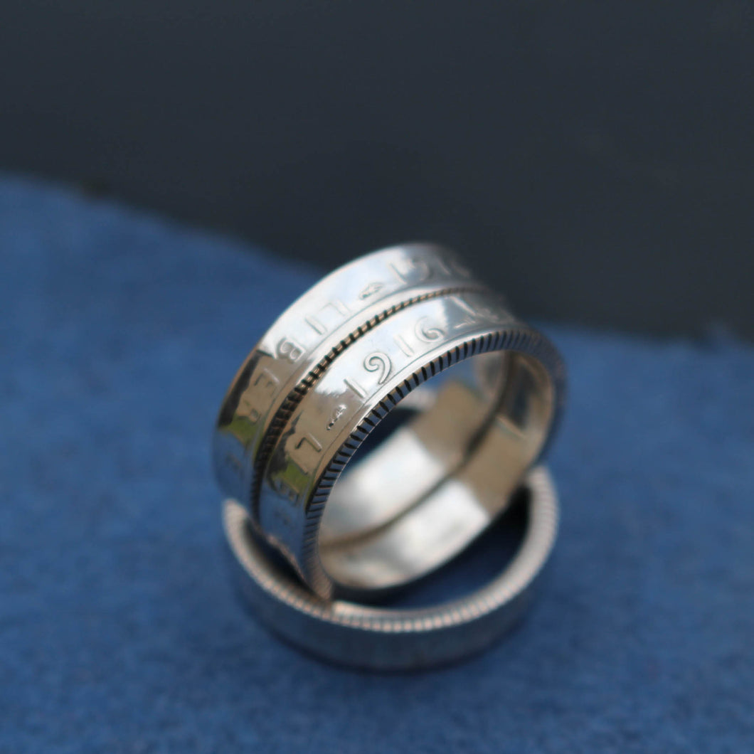 Bague anneau piece de monnaie 1 Franc Semeuse.