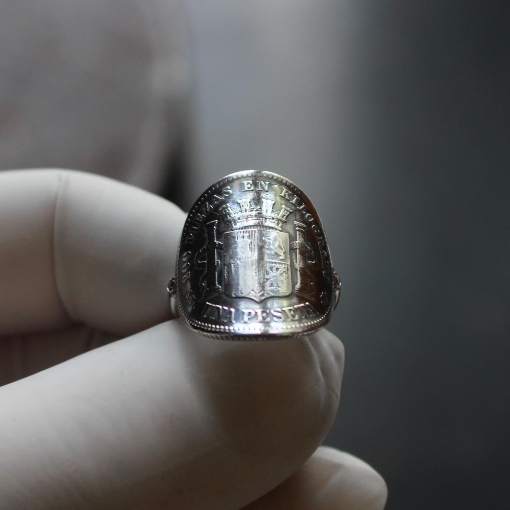 Bague Pièce Espagne en Argent - 1 Peseta