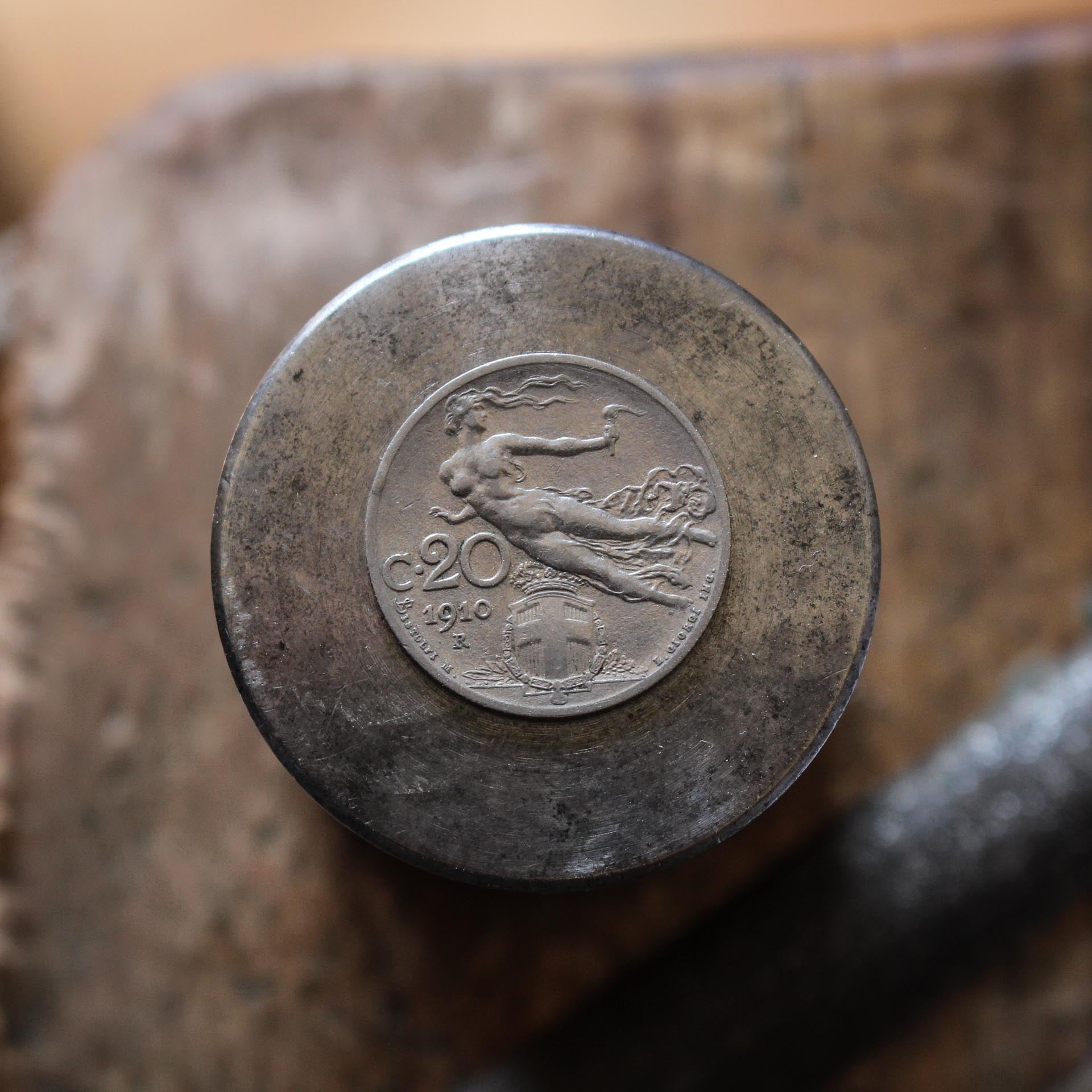 Bague cintrée - pièce de monnaie - 20 centesimi - Italie