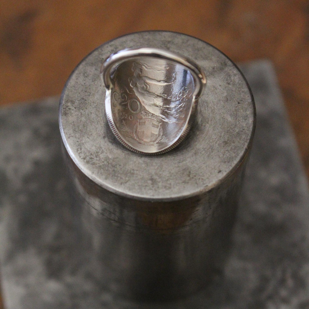 Bague cintrée - pièce de monnaie - 20 centesimi - Italie
