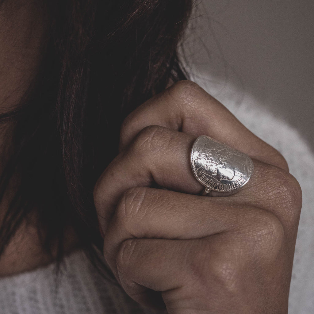 Bague Pièce de Monnaie Française en argent - 1 Franc Cérès