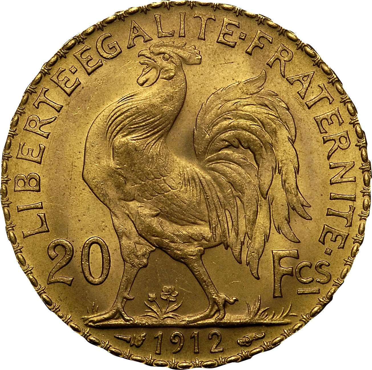 Bague louis d or - Piece de monnaie 20 Francs Coq