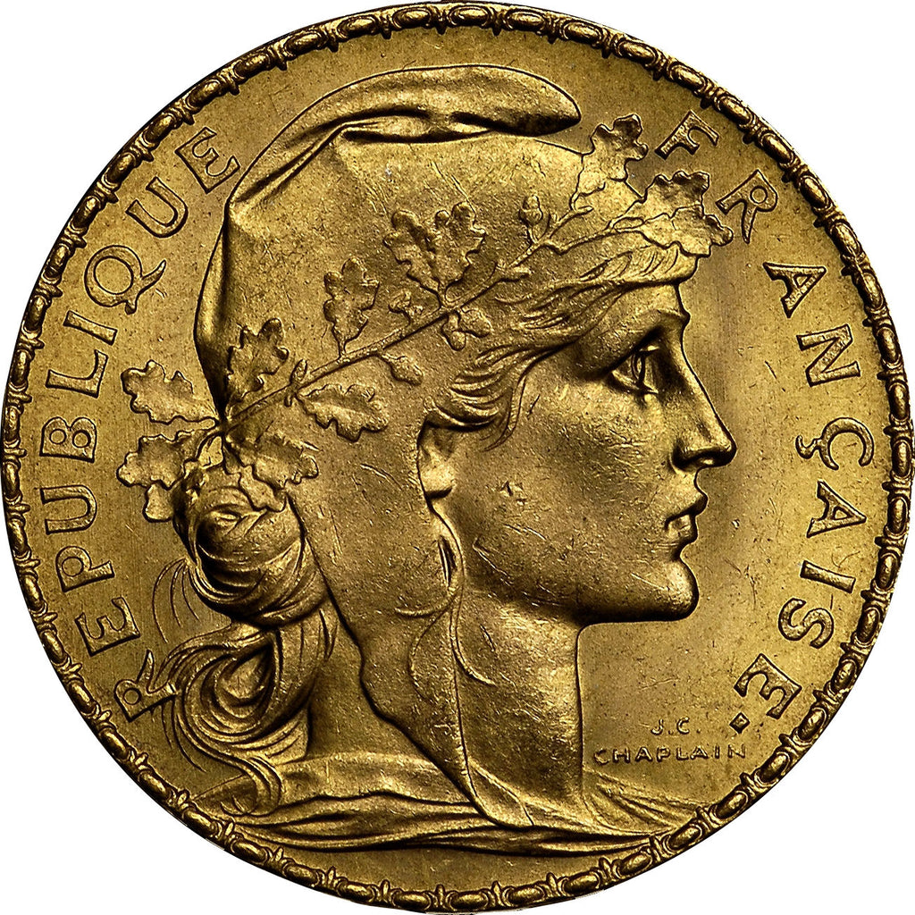 Bague louis d or - Piece de monnaie 20 Francs Coq