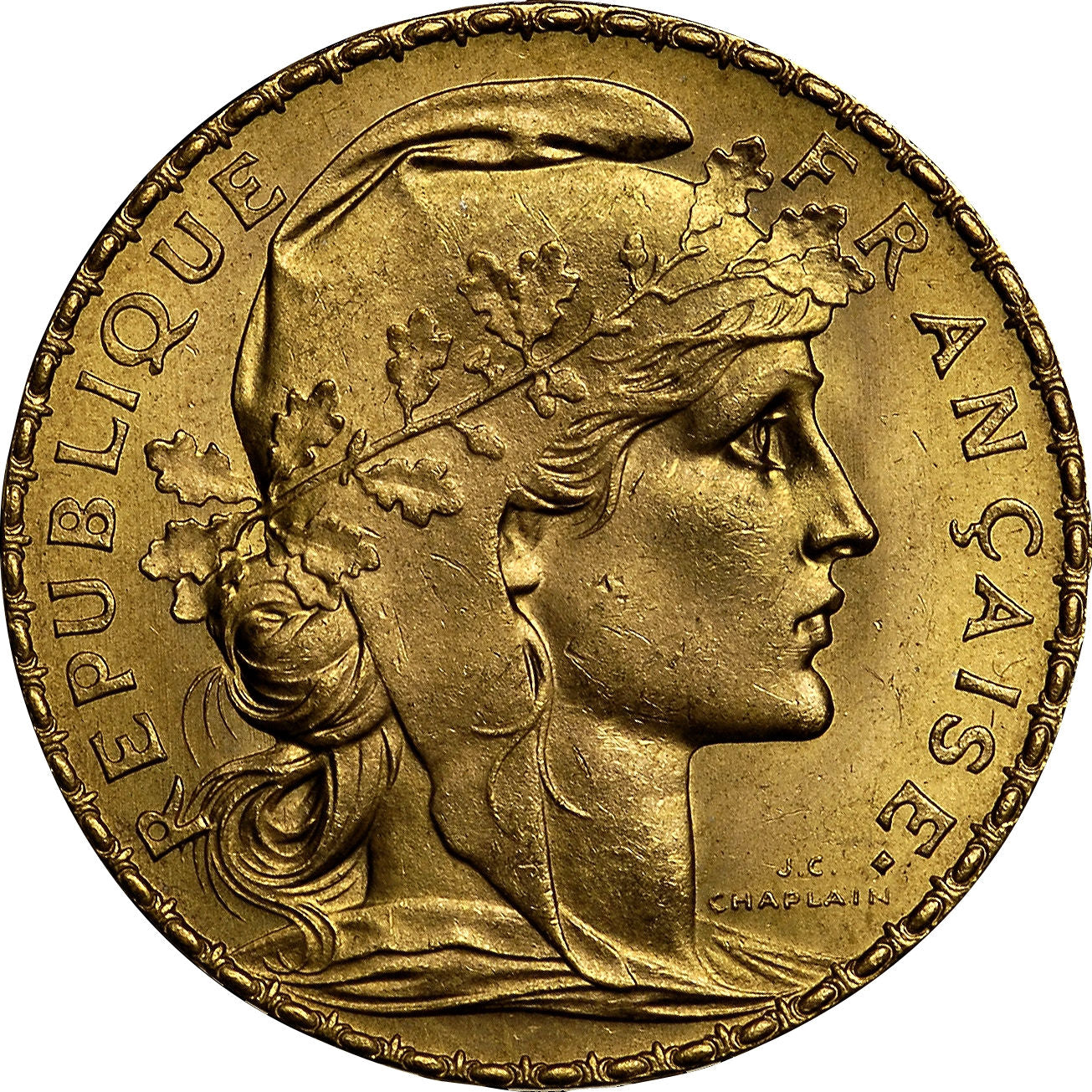 Chevalière pièce Réplique 20 Fr Marianne Coq Or Jaune 375 - Ocarat Chevalière pièce Réplique 20 Fr Marianne Coq Or Jaune 375 - Ocarat