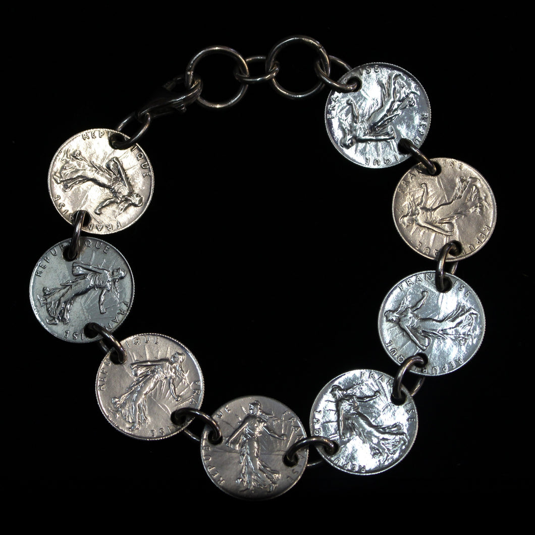 Bracelet pieces en argent - 50 centimes Semeuse
