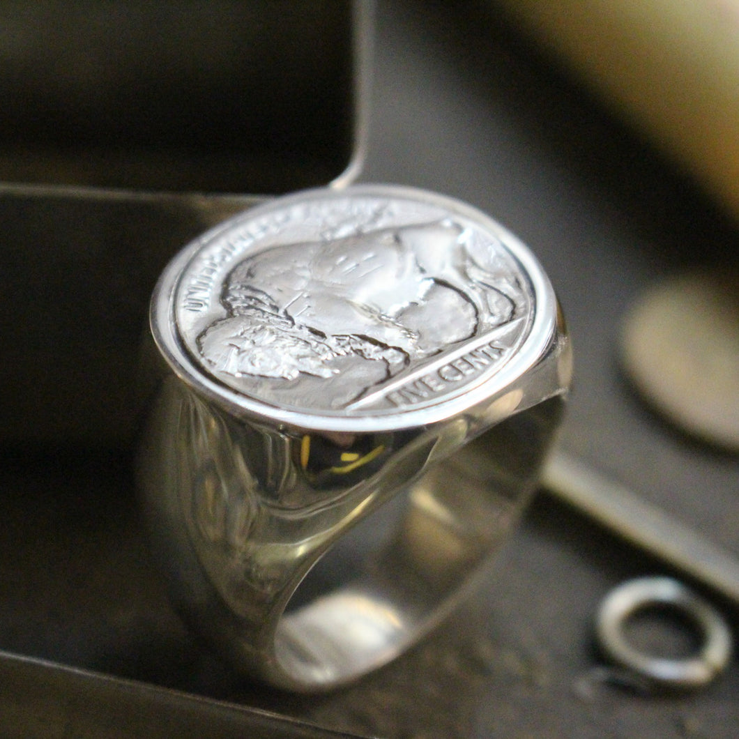 Chevalière Américaine au Bison - 5 cents Buffalo