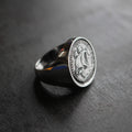 Chevalière Portugaise en argent avec une pièce de monnaie 2,5 Escudos